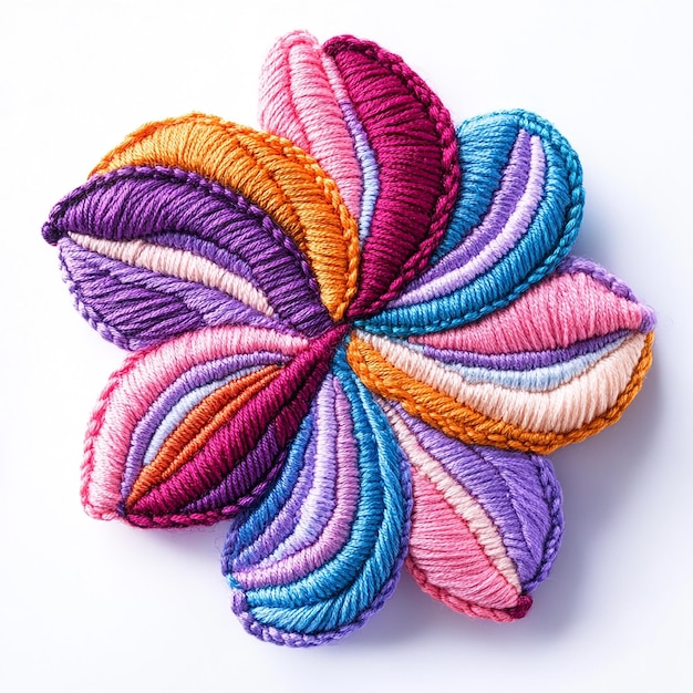 Zbliżenie haftu florystycznego